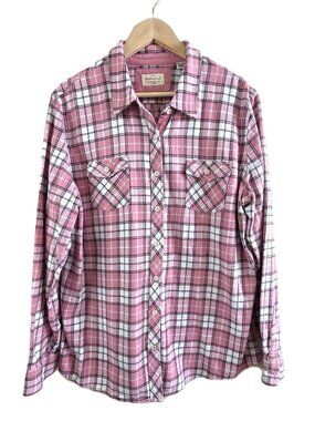 Weatherproof Vintage Women's 100% Cotton Flannel Button Up Shirt XXL Cozy Fall